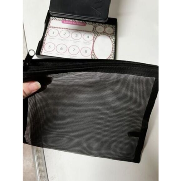 CIK) New Mary Kay Black Foldable Travel‎ Mirror Stand Zippered Bag Consultant - Picture 3 of 8